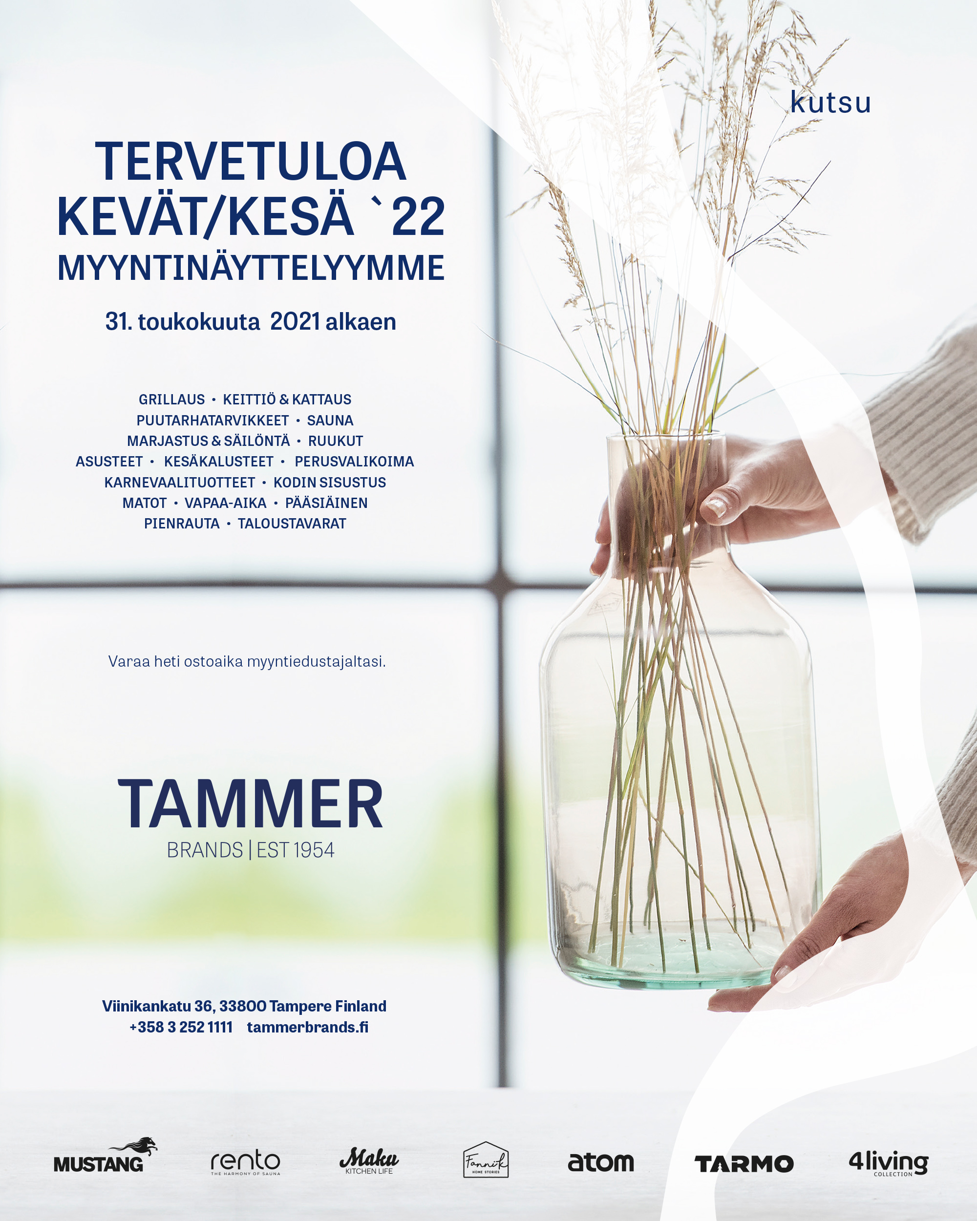 Kutsu Tammer Brandsin kevät/kesänäyttelyyn 2022.
