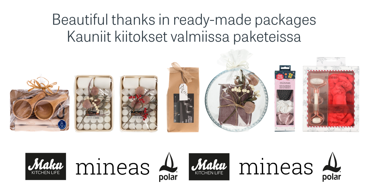 Readymade gift sets for Christmas. Valmiit lahjapakkaukset jouluun.