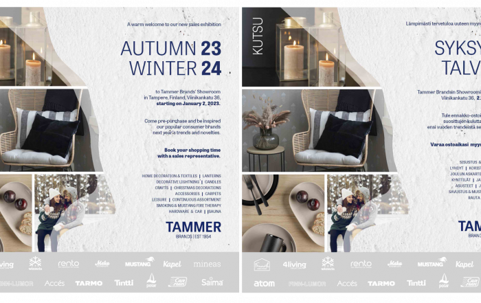Invitations for new sales exhibition - Kutsut uuteen myyntinäyttelyyn.