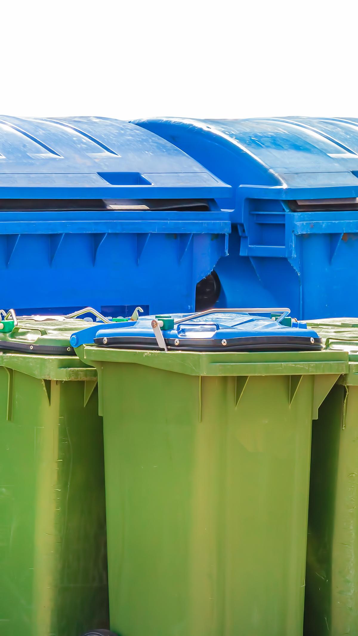 blue and green waste containers